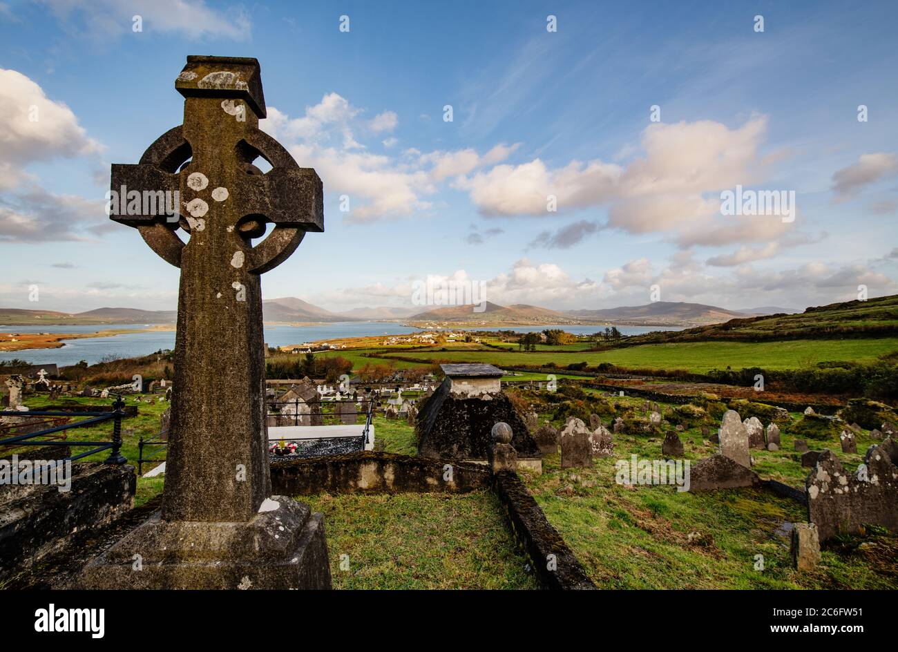 Cimitero dell'isola di Valentia, Irlanda Foto Stock