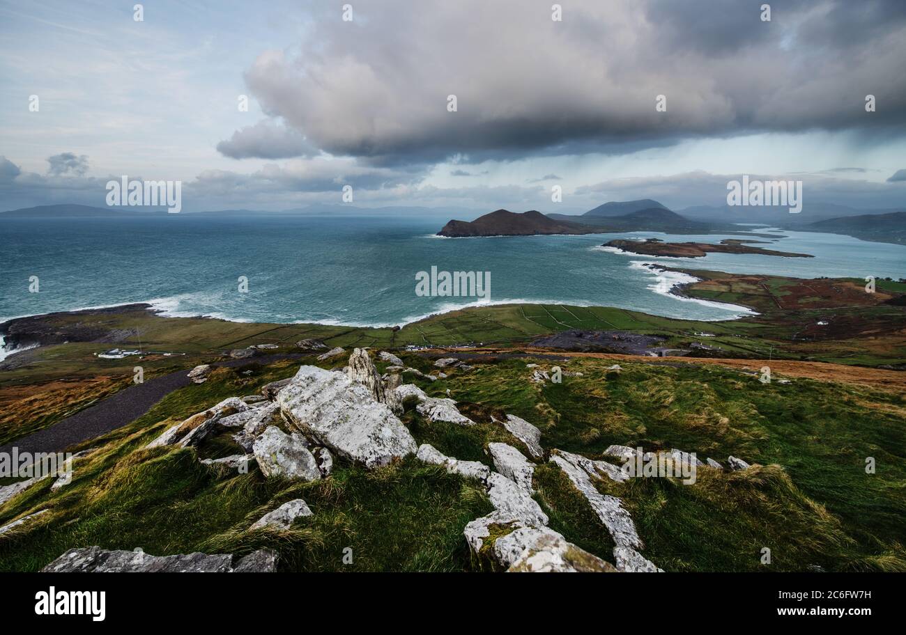 Paesaggio dell'isola di Valentia, Irlanda Foto Stock