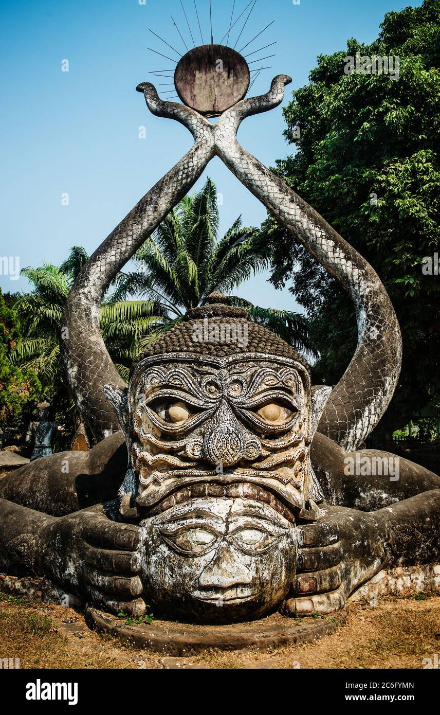Statua di Xieng Khuan, Buddha Park, Vientiane, Laos, Indocina, Sud-est asiatico, Asia Foto Stock
