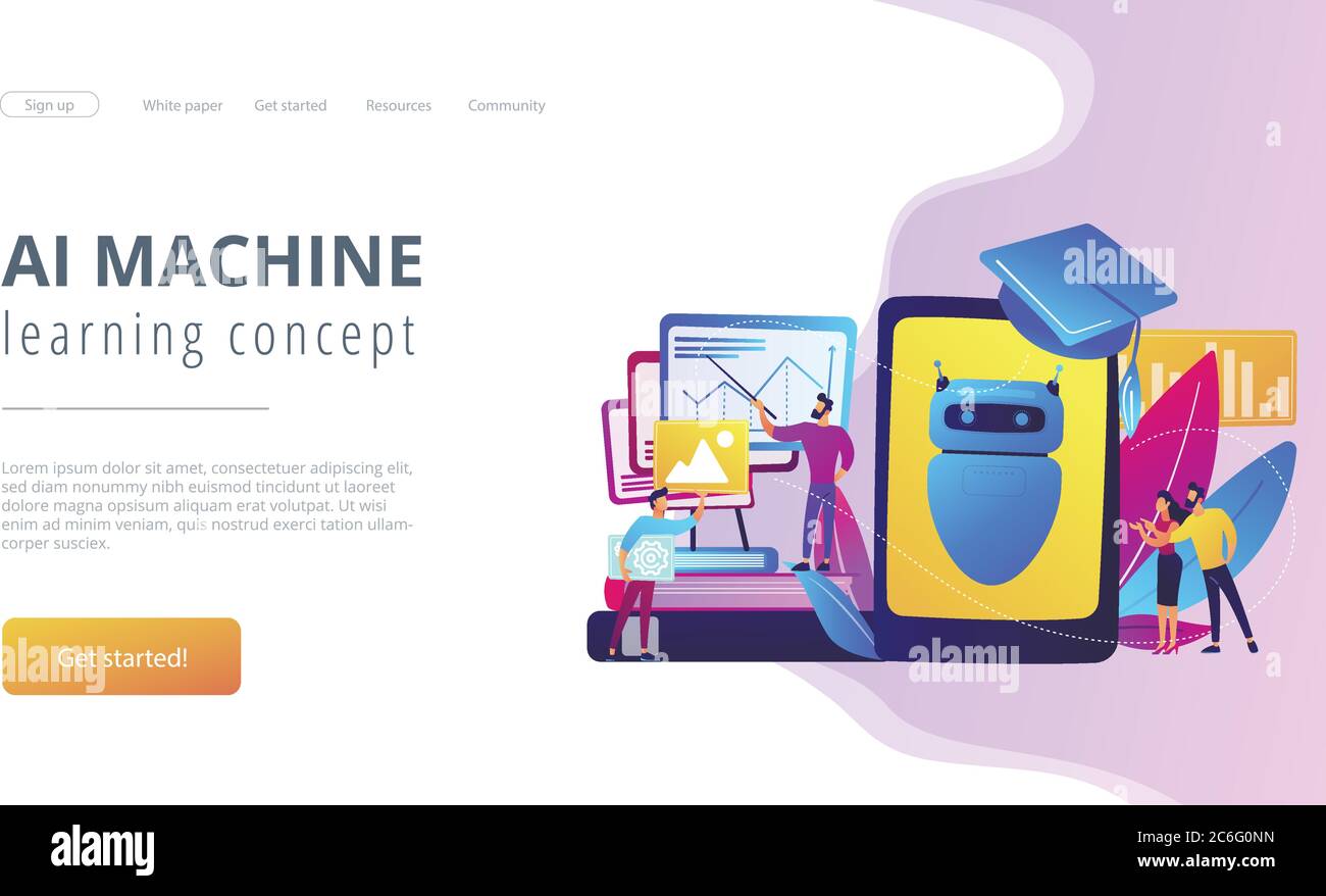 Pagina di destinazione di chatbot self learningconcept. Illustrazione Vettoriale