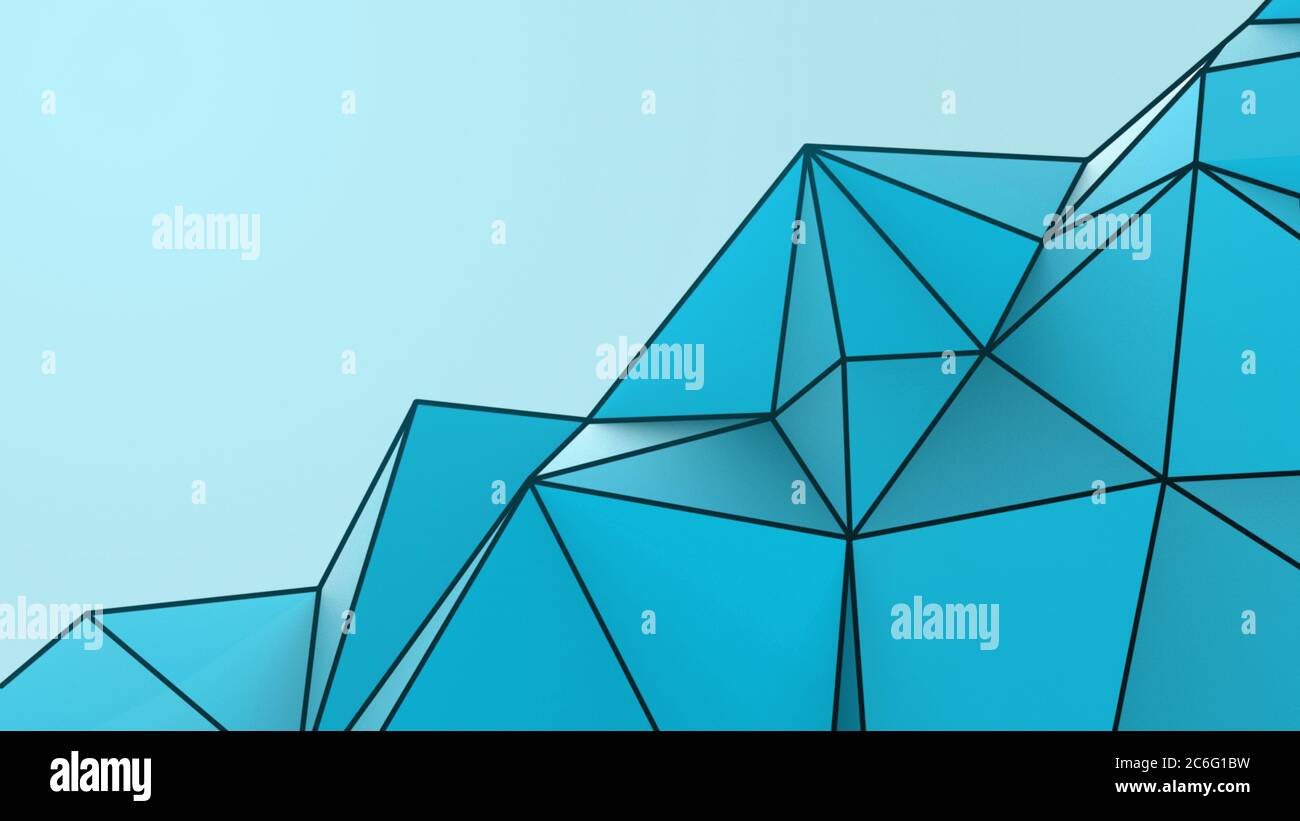 Azure astratto moderno sfondo di cristallo. Poligono, linea, forma di ripetizione triangolare per lo sfondo. Illustrazione basso poly, disegno poligonale. Futuristico, noi Foto Stock