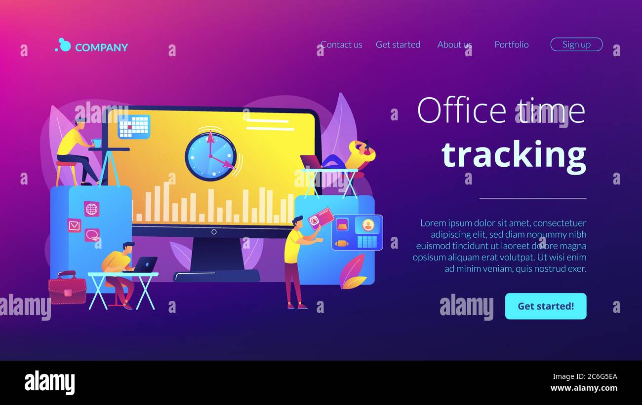 Pagina di destinazione del concetto di sistema di monitoraggio di tempo e frequenza Illustrazione Vettoriale