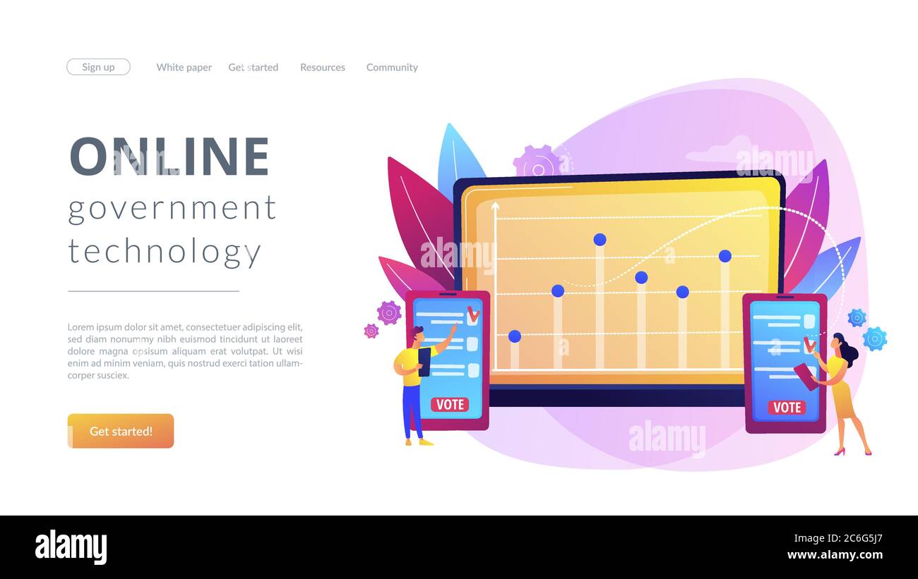 Pagina di destinazione del concetto di voting elettronico Illustrazione Vettoriale