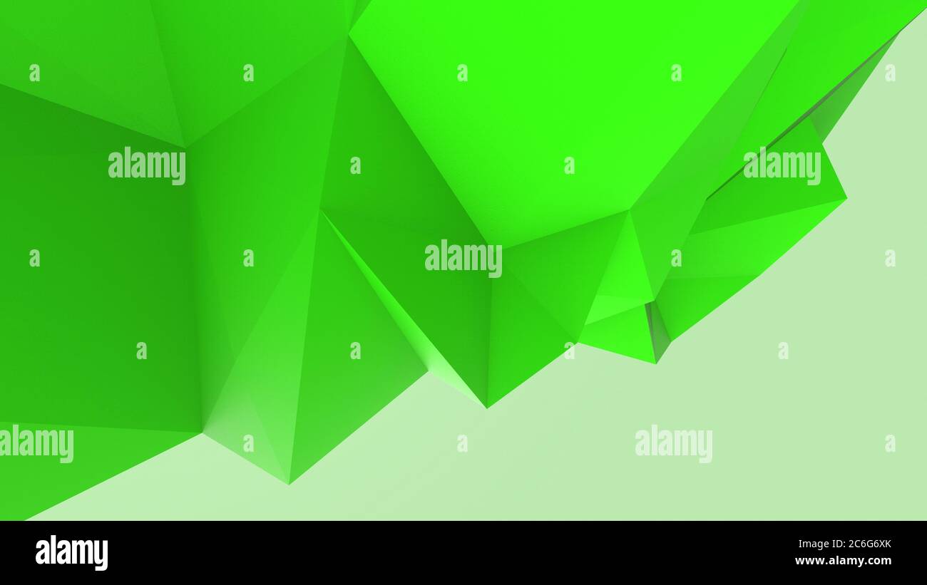 Sfondo di cristallo moderno astratto verde. Poligono, linea, forma di ripetizione triangolare per lo sfondo. Illustrazione basso poly, disegno poligonale. Futuristico, noi Foto Stock