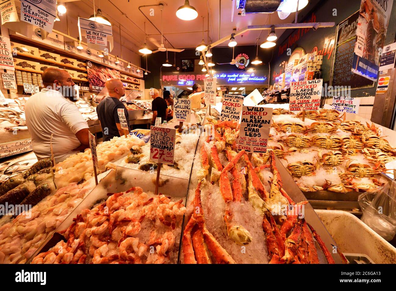 Nel mercato pubblico, Farmers Market, Pike Place Market, Seattle, Washington, USA, Nord America Foto Stock