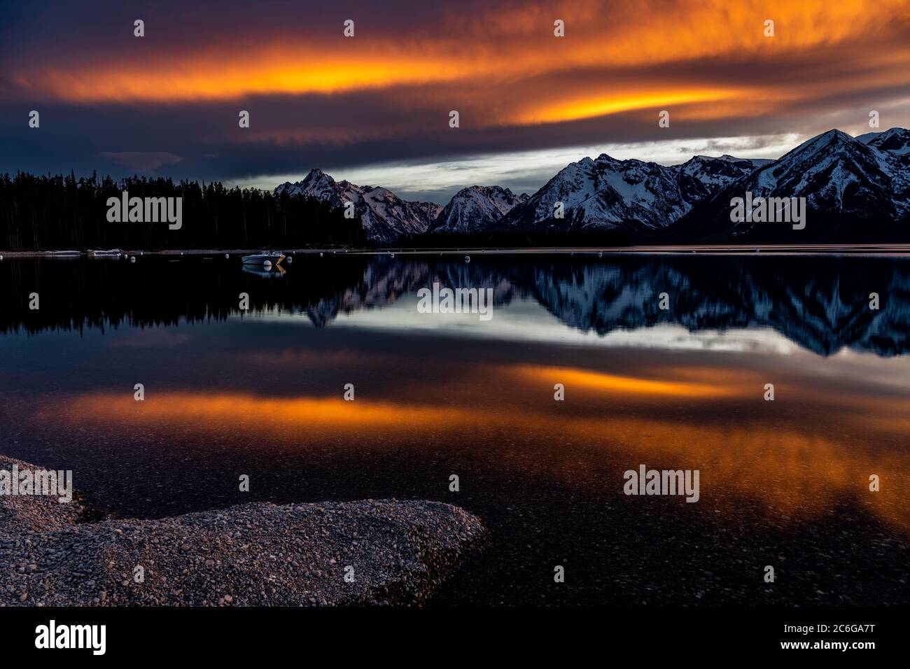 Sunset, Teton Range, Grand Teton National Park, Wyoming Foto Stock