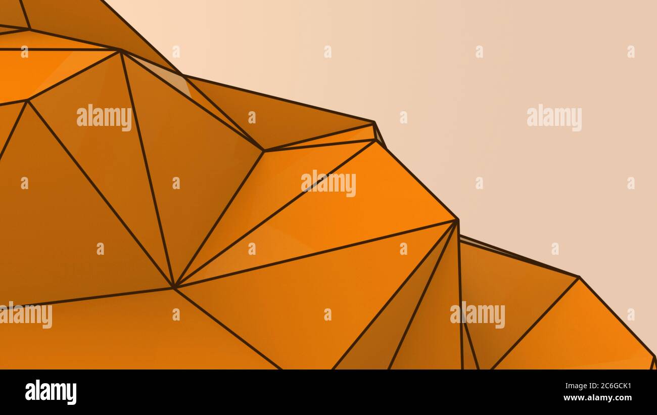Arancio astratto moderno sfondo di cristallo. Poligono, linea, forma di ripetizione triangolare per lo sfondo. Illustrazione a basso profilo poligonale, futuristico, w Foto Stock