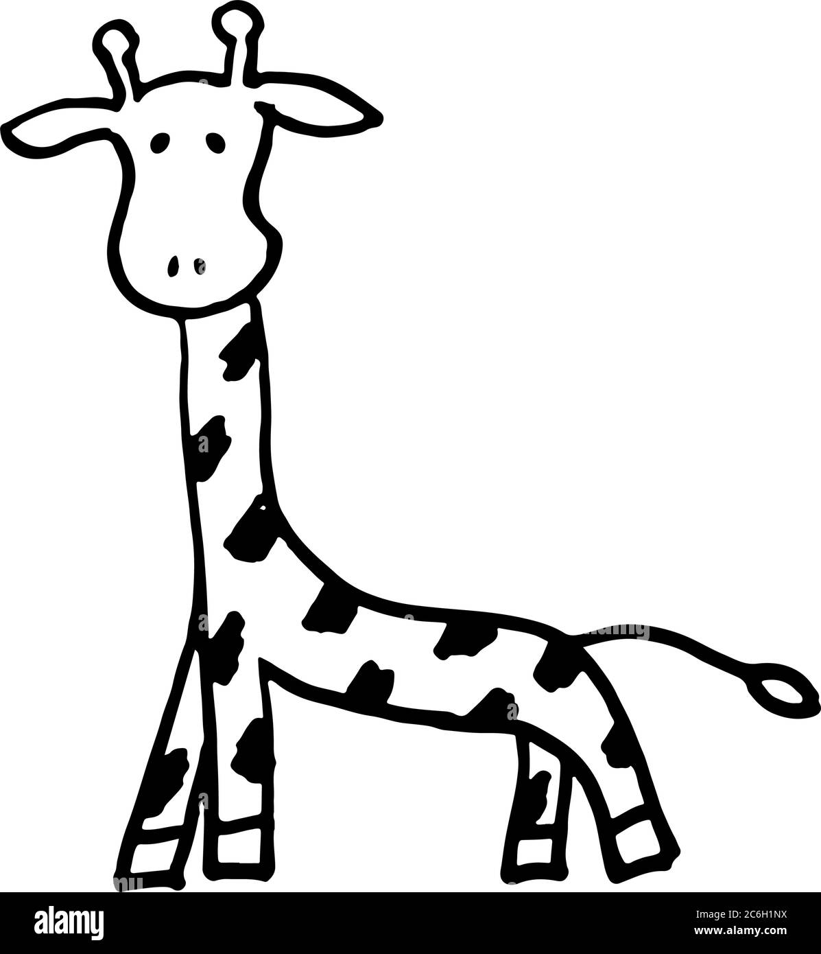 Schizzo Di Un Doodle In Giraffa Bianca E Nera Illustrazione Vettoriale Animale Per Libro Da Colorare Immagine E Vettoriale Alamy