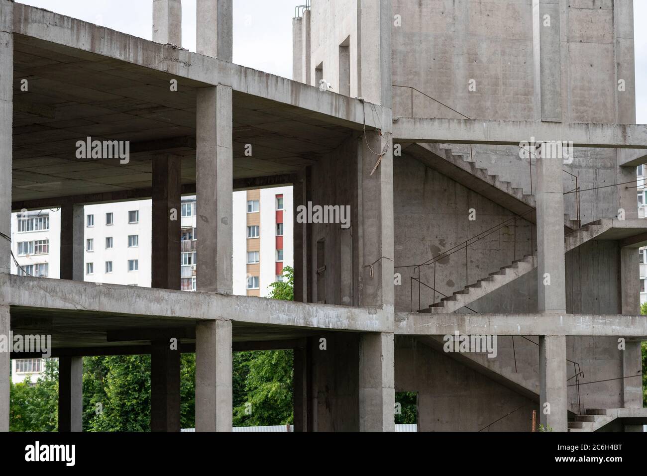 Strutture in cemento armato di una casa in costruzione Foto Stock