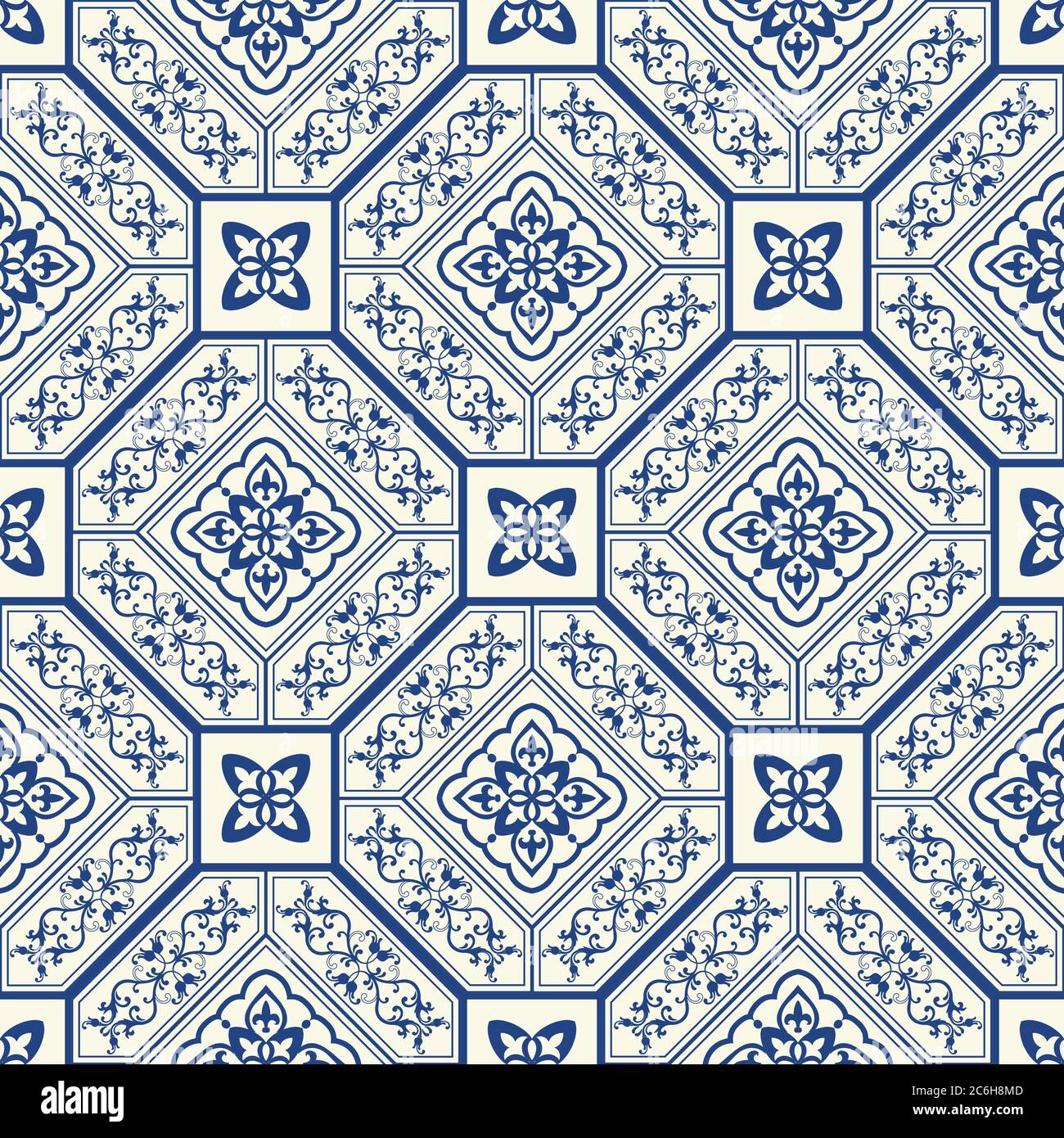 Perfetta perlustrazione in stile turco. Sfondo disegnato a mano. Azulejos piastrelle patchwork. Decorazioni in portoghese e Spagna. Islam, Arabo, Indiano, motivo ottomano Illustrazione Vettoriale