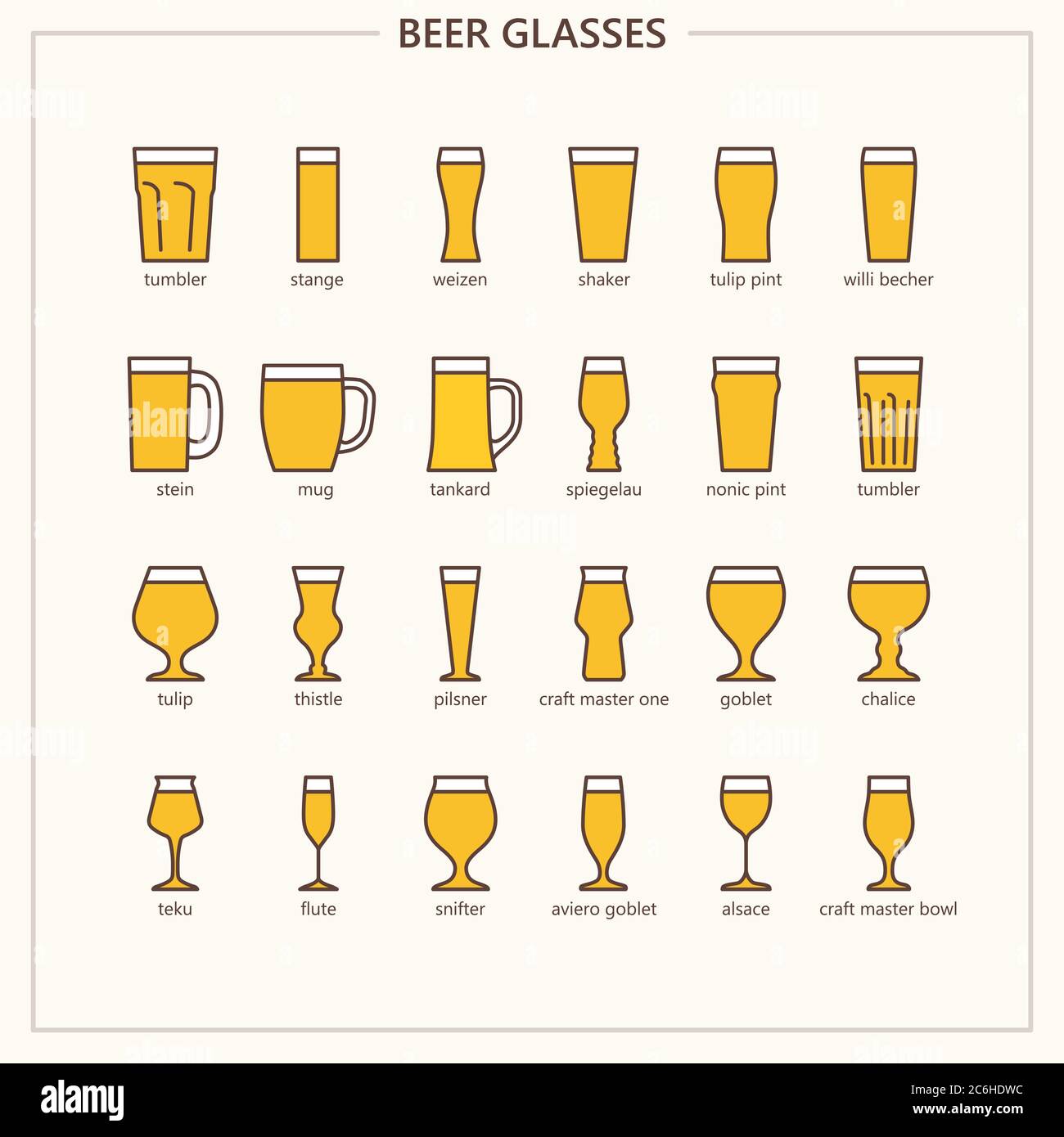 24 icone di bicchieri da birra per il profilo Instagram, il Web, l'app mobile, le presentazioni e altro ancora Illustrazione Vettoriale
