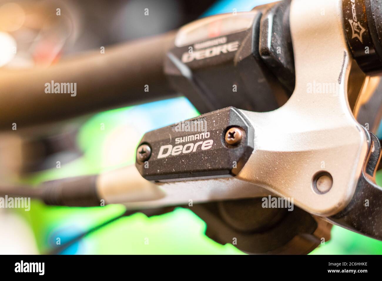 Split, Croazia maggio 2020 chiusura del famoso cambio Shimano e sistemi di frenatura per biciclette Foto Stock