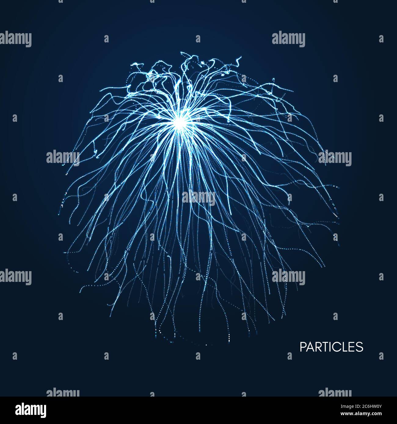 Array con particelle di dinamica. 3d la tecnologia avveniristica stile. Abstract background. Illustrazione Vettoriale. Illustrazione Vettoriale