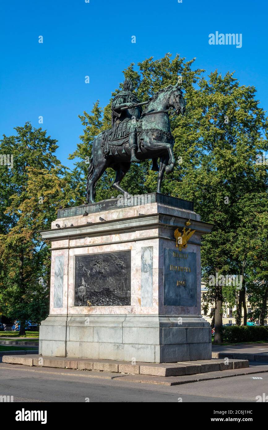 San Pietroburgo, monumento equestre a Pietro i al pubblico degli ingegneri Foto Stock