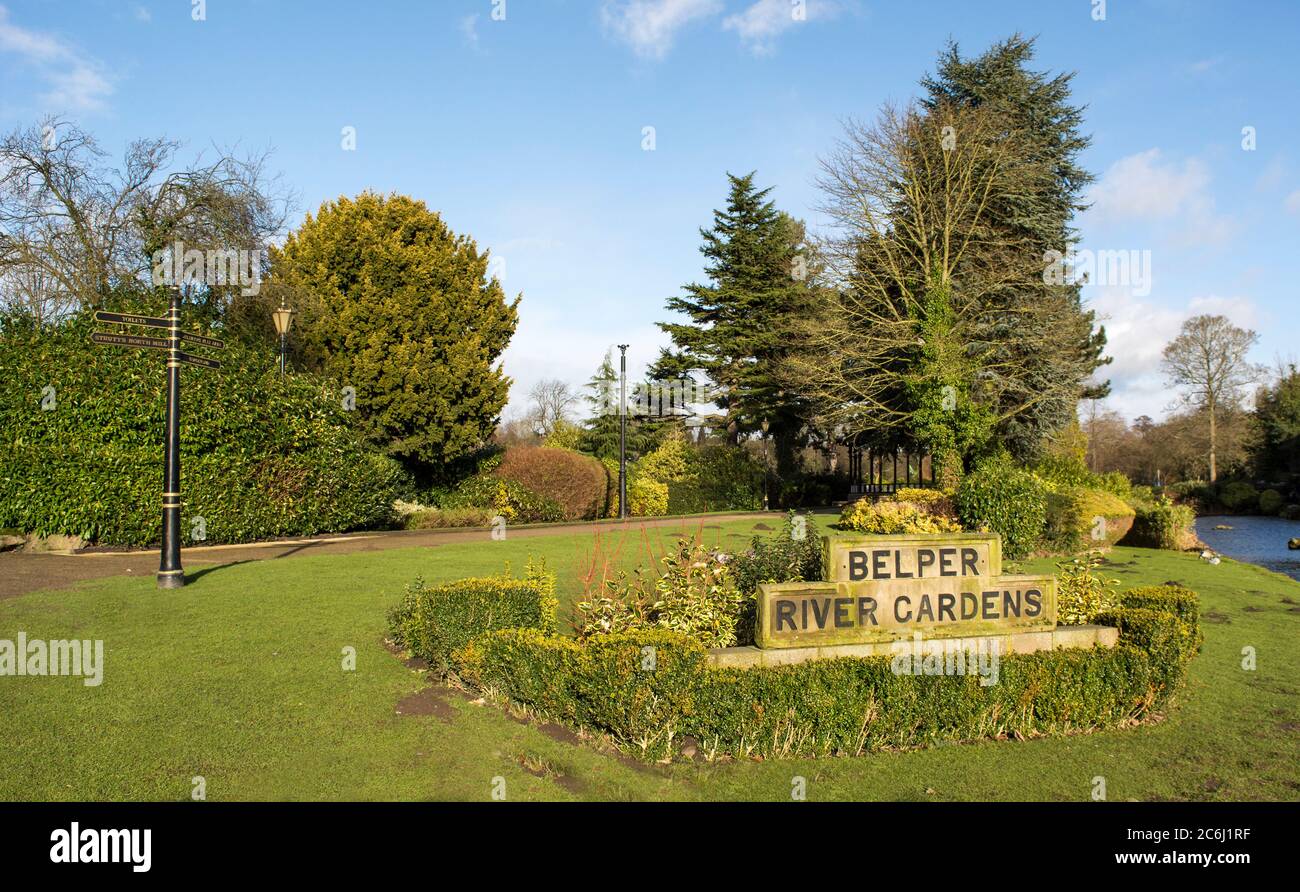 Vista dei Belper River Gardens, Derbyshire, Regno Unito Foto Stock