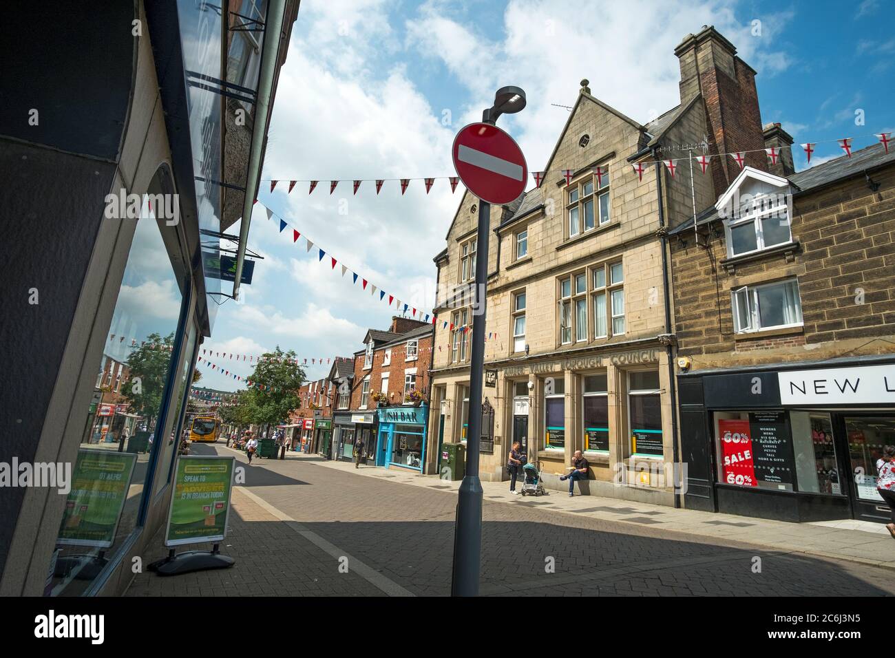 Edifici e negozi a Belper, Derbyshire, Regno Unito Foto Stock