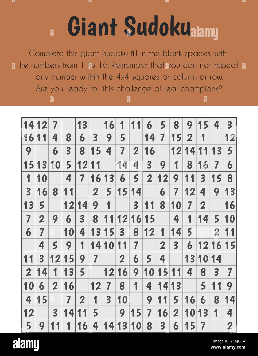 Foglio educativo del Sudoku gigante. Modulo principale per la capacità numerica. 5-6 anni. Serie di fogli didattici Illustrazione Vettoriale