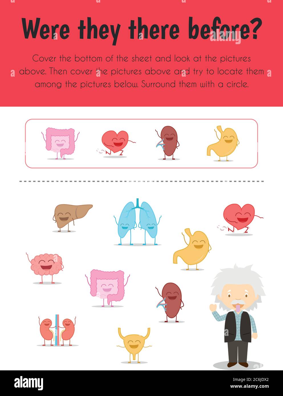 Erano lì prima? Foglio didattico. Modulo principale per memoria. 5-6 anni. Serie di fogli didattici Illustrazione Vettoriale