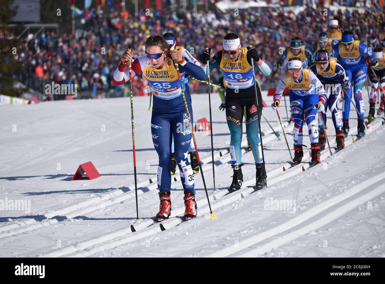 Rosie Brennan degli Stati Uniti al Campionato Mondiale FIS 2019 di Seefeld, Austria. Foto Stock