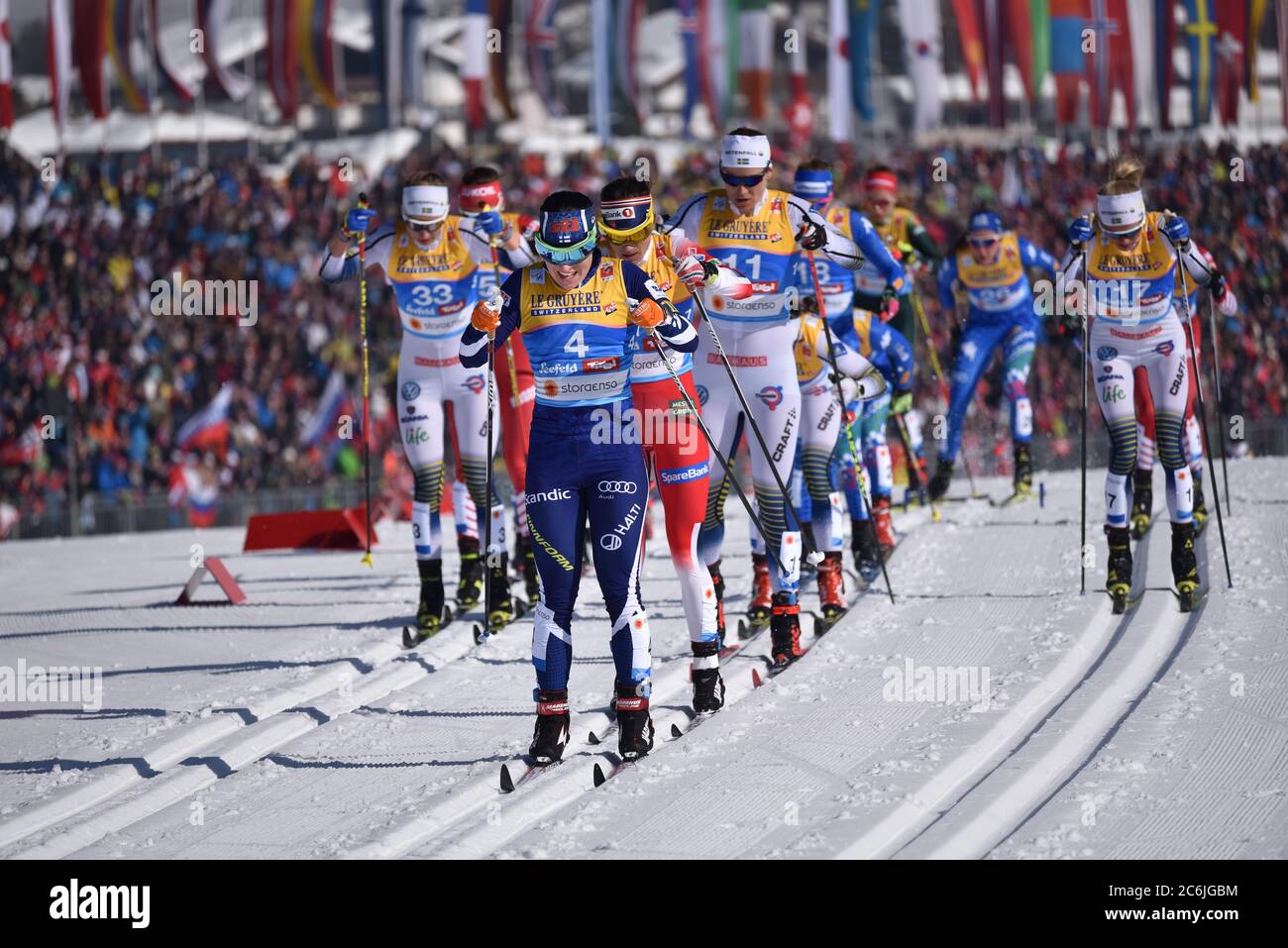 Krista Parmakowski in Finlandia al Campionato Mondiale FIS 2019 di Seefeld, Austria. Foto Stock