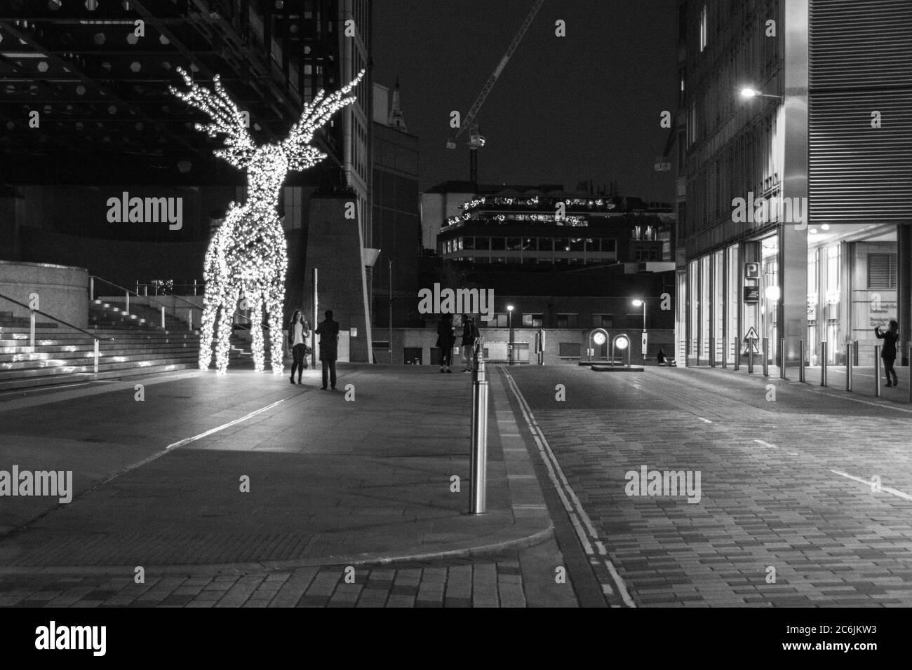 Renna gigante in argento fuori Exchange House, Broadgate, City of London, UK Foto Stock
