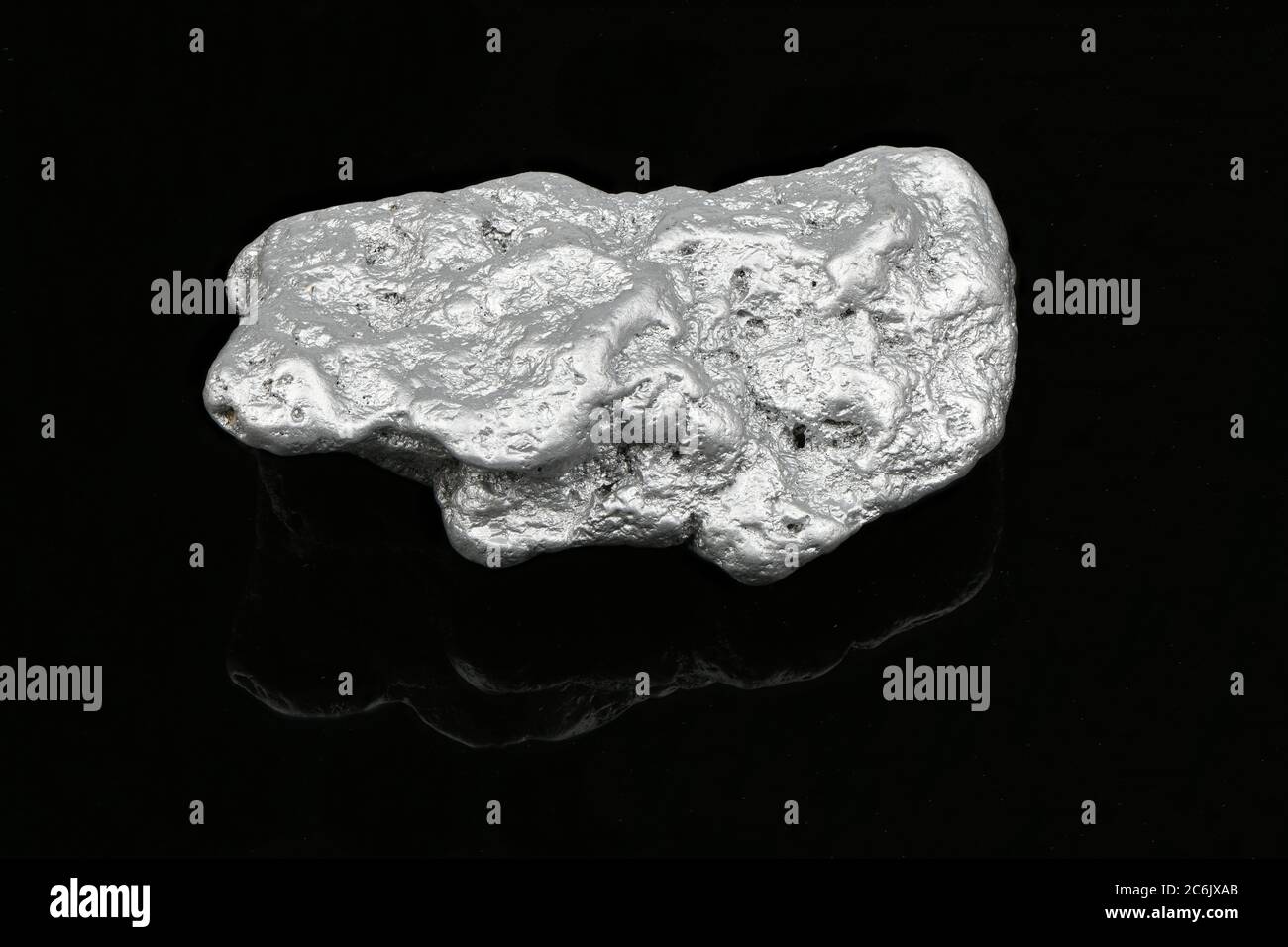 Grande nocciolo argentato su sfondo nero. Foto ad alta risoluzione. Profondità di campo completa. Foto Stock