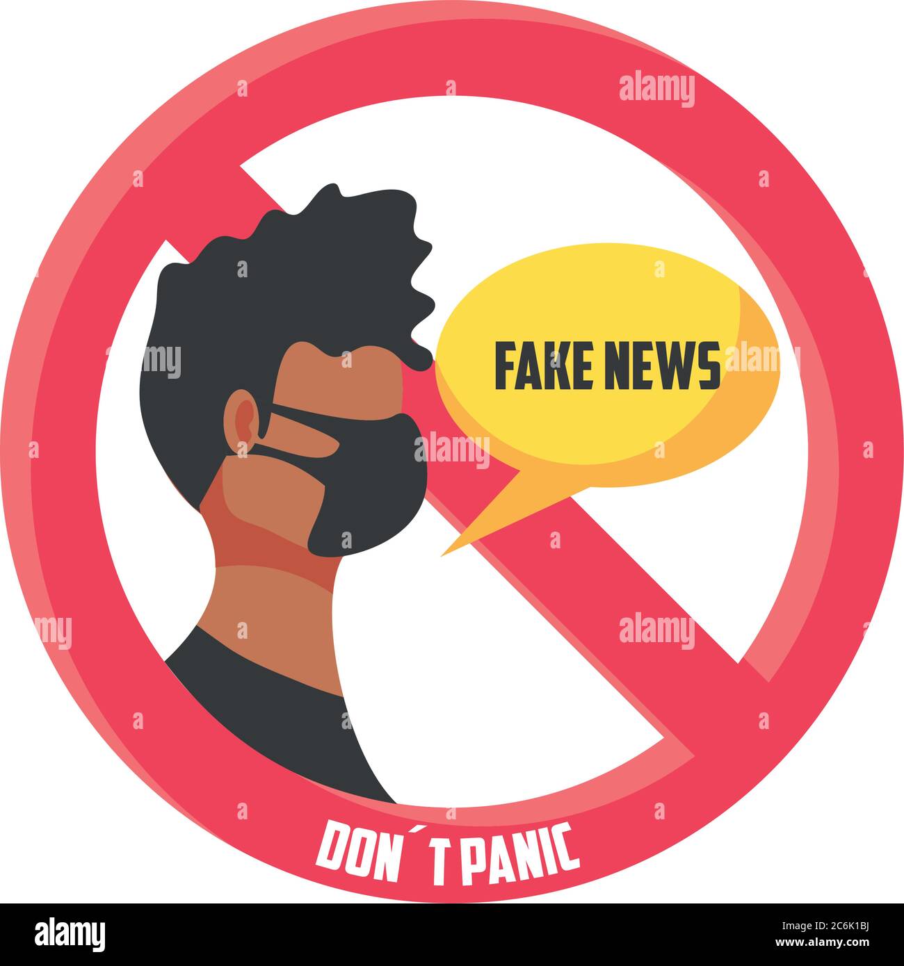 cartello di avvertenza non panico, falso vettore di notizie illustrazione disegno Illustrazione Vettoriale