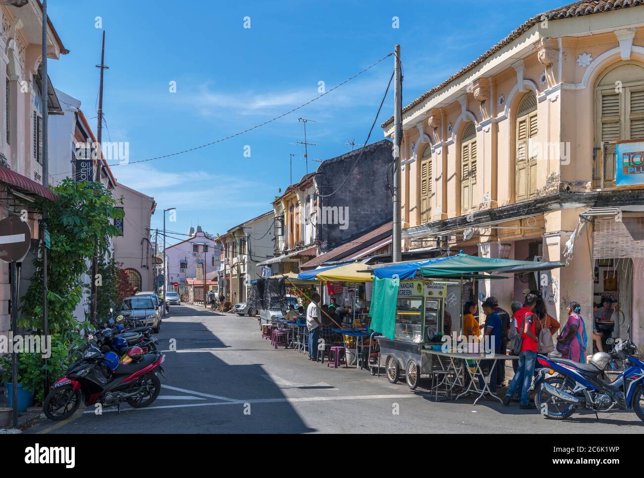 Lorong Pasar (Pasar Street) nel vecchio quartiere coloniale, George Town, Penang, Malesia Foto Stock