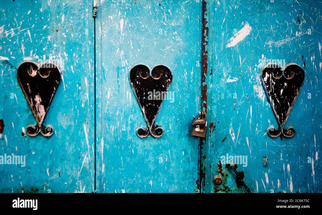 Dettaglio porta, Chefchaouen, Marocco Foto Stock