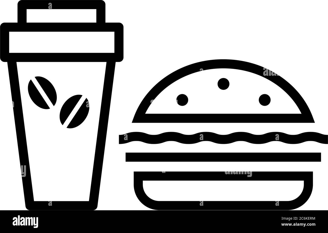 Illustrazione di caffè e hamburger. Illustrazione Vettoriale
