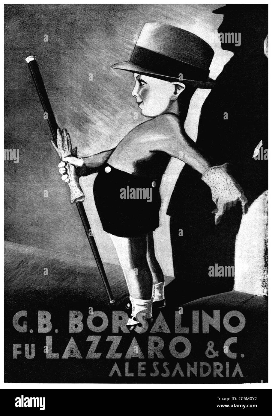 1937 , Alessandria, ITALIA : Pubblicità per la fabbrica di cappelli Giovan  Battista BORSALINO . Opera di Barbani , illustratore . Borsalino è il nome  di una casa di cappelli conosciuta in