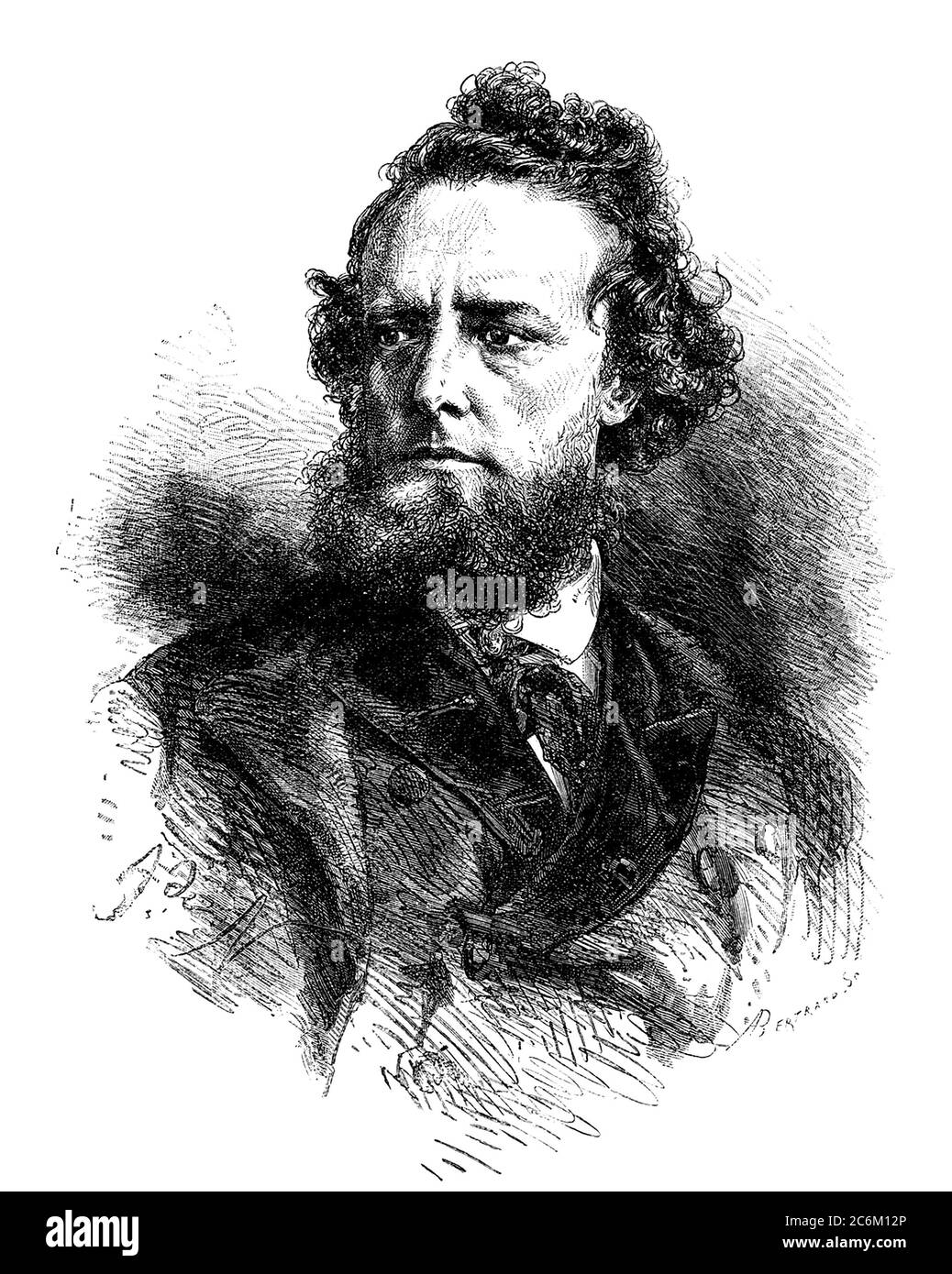 1860 c, LONDRA, GRAN BRETAGNA: Lo storico, politico e viaggiatore britannico WILLIAM HEPWORTH DIXON ( 1821 - 1879 ). Ha inoltre organizzato la Grande esposizione di Londra del 1851. Ritratto inciso da A. Bertrand . - VIAGGIATORE - POLITICO - POLITICA - POLITICA - ritratto - ritratto - barba - barba - barba --- Archivio GBB Foto Stock