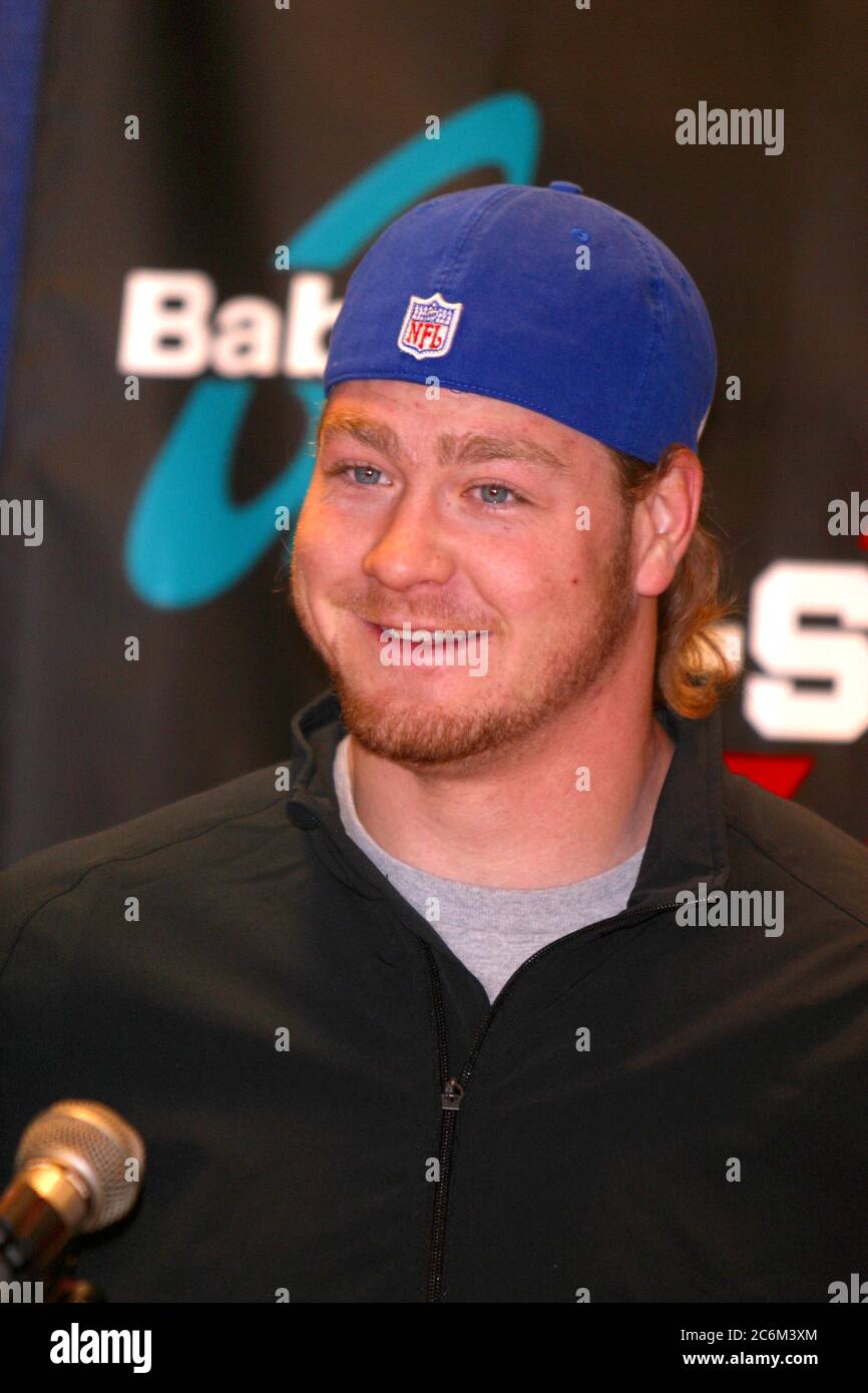 Jeremy Shockey ha annunciato come nuovo portavoce per il G-Shock Watch Line Giants Stadium di Casio, NJ 12/09/2002 Credit: John Barrett/PhotoLink/MediaPunch Foto Stock