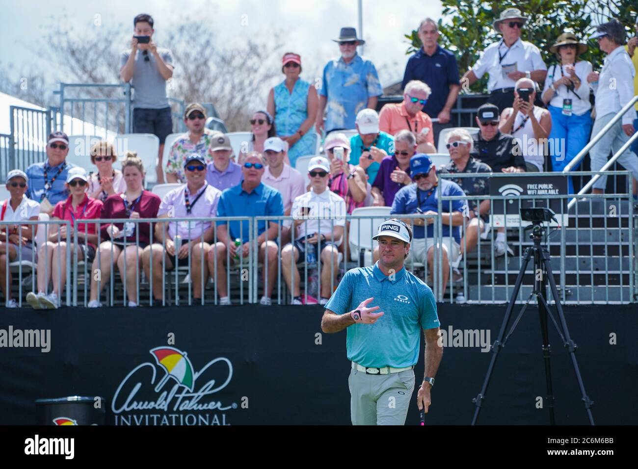 Bubba Watson durante i raggruppamenti del primo round di Arnold Palmer 2020 al Bay Hill Club Lodge a Orlando, Florida, giovedì 5 marzo 2020. Foto: Marty Jean-Louis Foto Stock