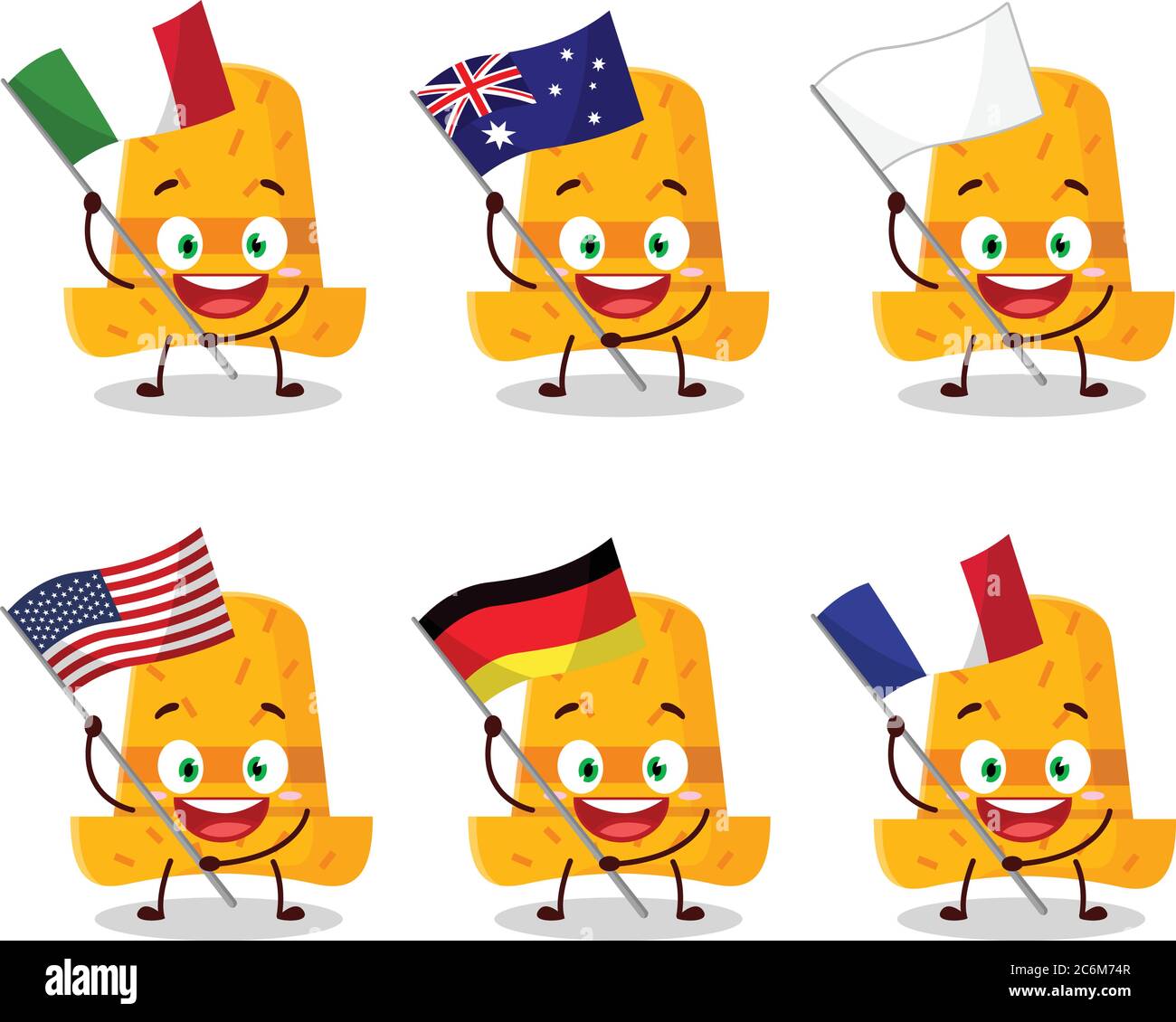 Il personaggio dei cartoni animati con cappello di paglia porta le bandiere  di vari paesi Immagine e Vettoriale - Alamy