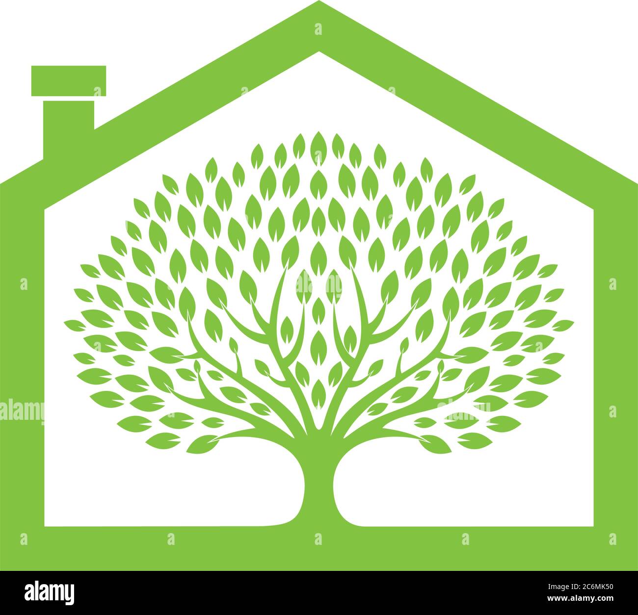 Casa natura con albero interno Illustrazione Vettoriale
