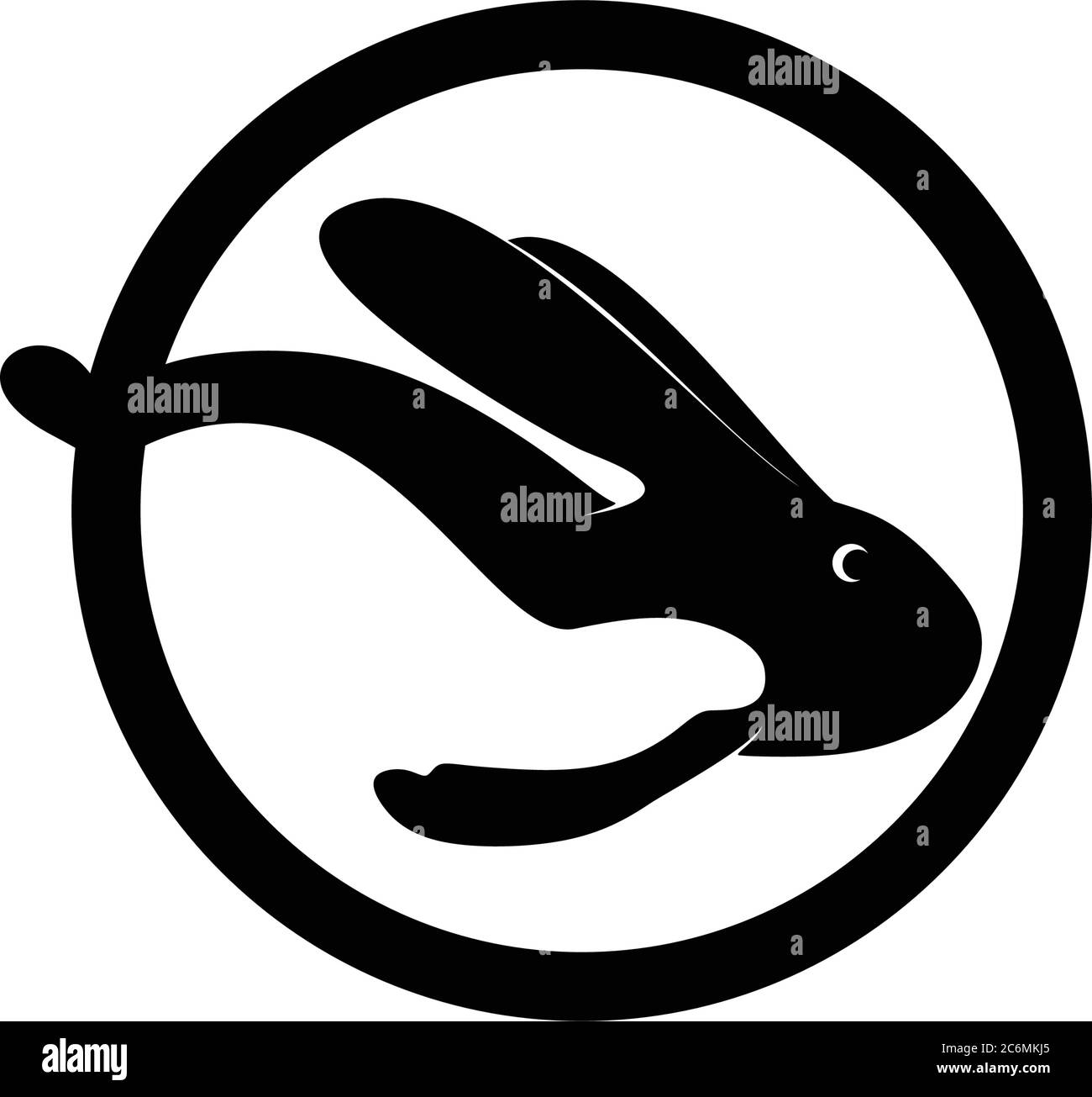 Coniglio all'interno del cerchio con colori neri Illustrazione Vettoriale