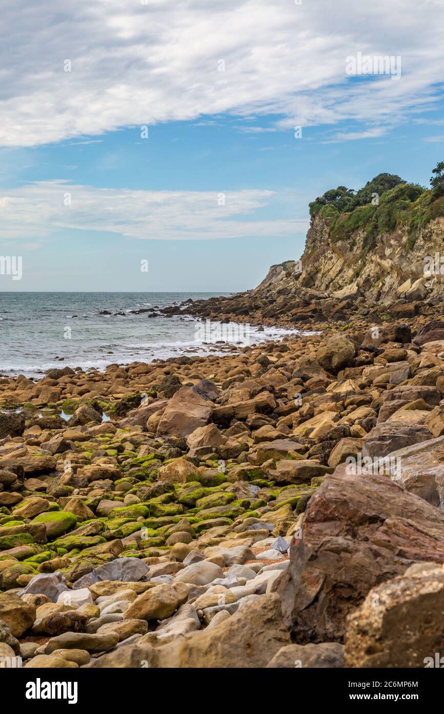 La costa rocciosa di Steephill Cove vicino a Ventnor, sull'Isola di Wight Foto Stock