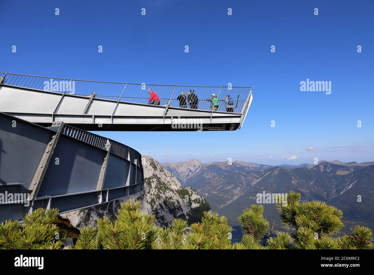 Piattaforma di osservazione alla stazione di montagna Alpspitze, Garmisch-Partenkirchen, Baviera, Germania Foto Stock