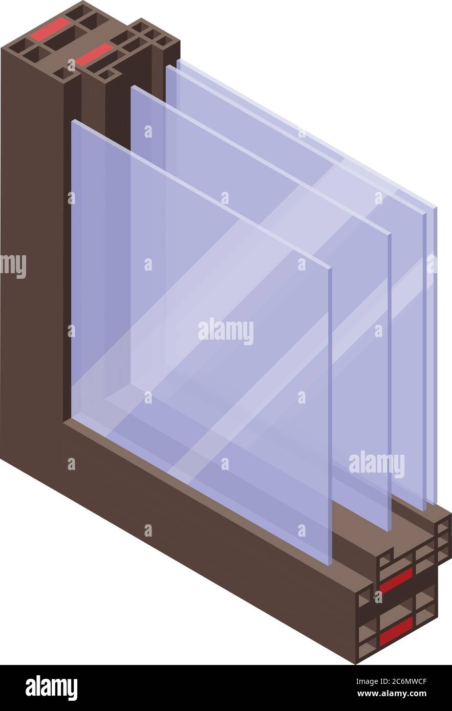 Icona di costruzione finestre insonorizzanti, stile isometrico Illustrazione Vettoriale