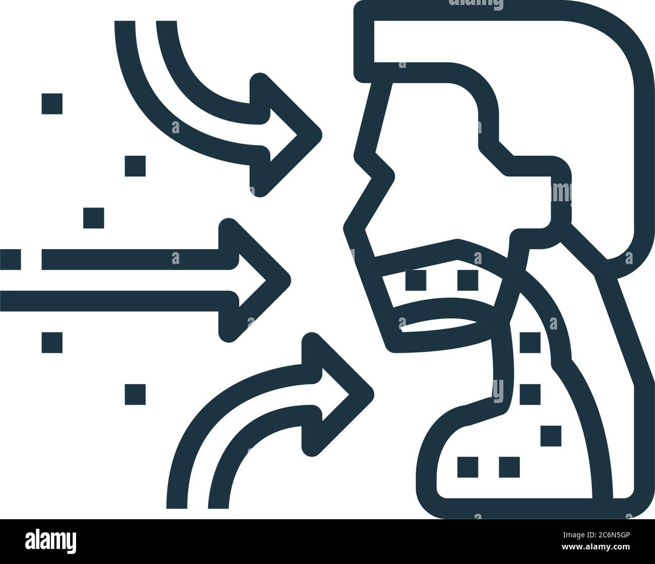 icona del vettore respiratorio. tratto respiratorio modificabile. simbolo lineare respiratorio da utilizzare su applicazioni web e mobili, logo, supporti di stampa. Illustrazione sottile Illustrazione Vettoriale