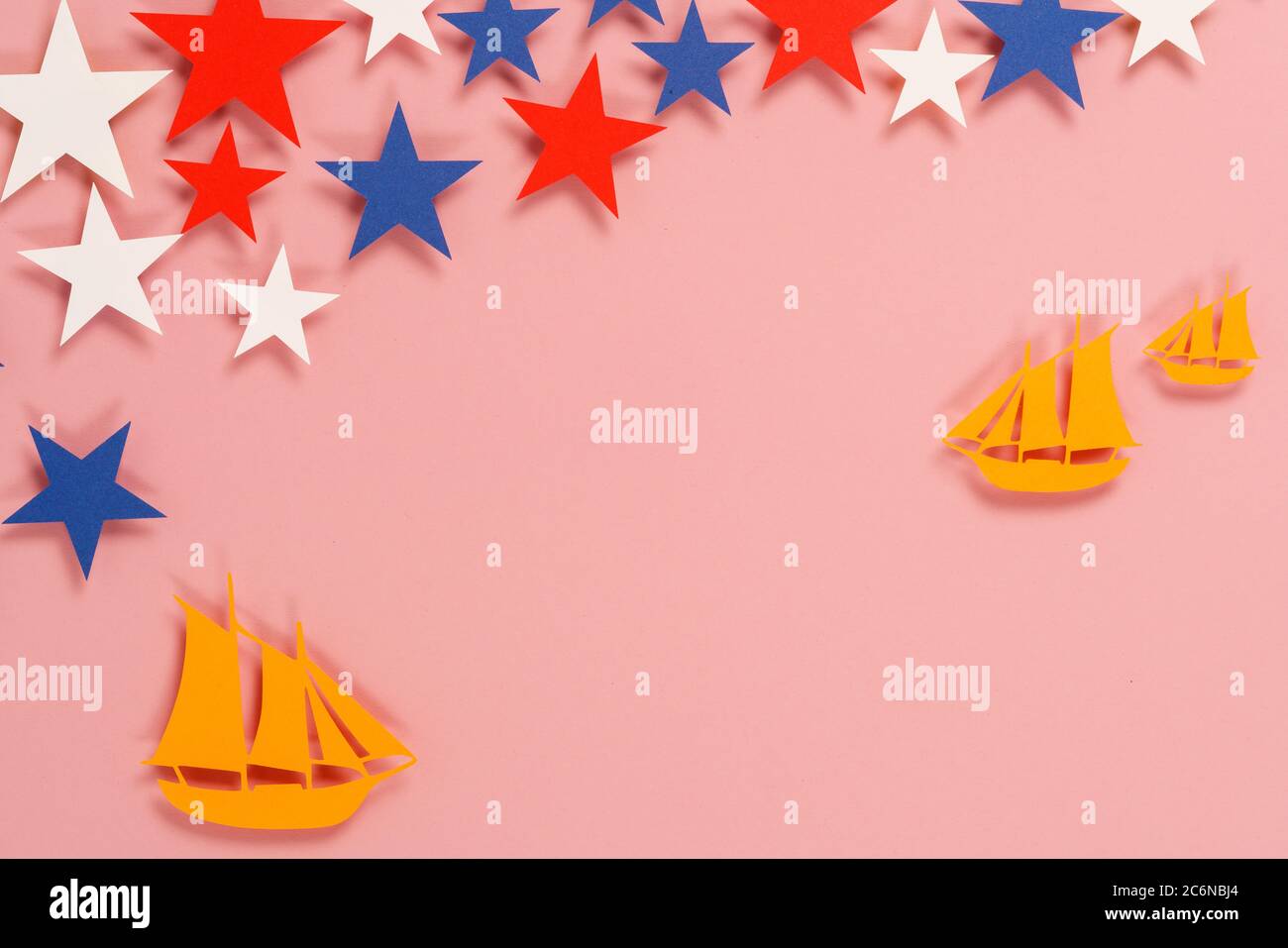 cornice piatta con vista dall'alto, concetto columbus day Foto Stock