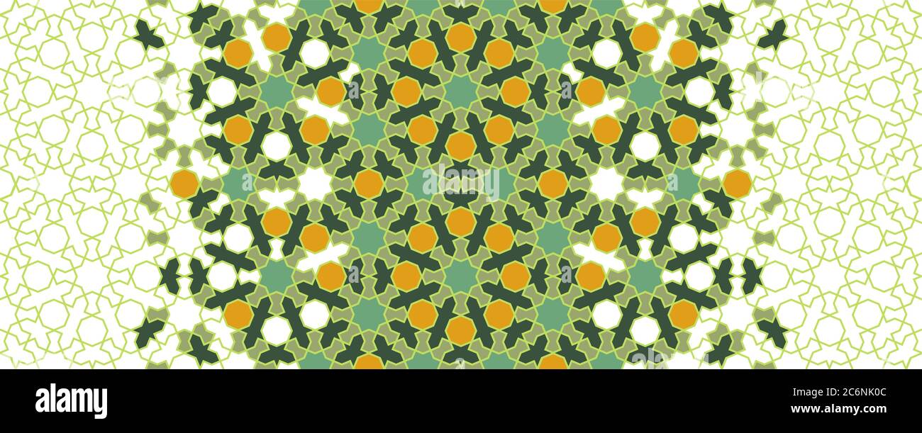 Sfondo osaico verde Marocco, contorno vettore ricorrente, motivo, sfondo. Motivo geometrico di mezzitoni marocco con disintegrazione arabesca del colore Illustrazione Vettoriale