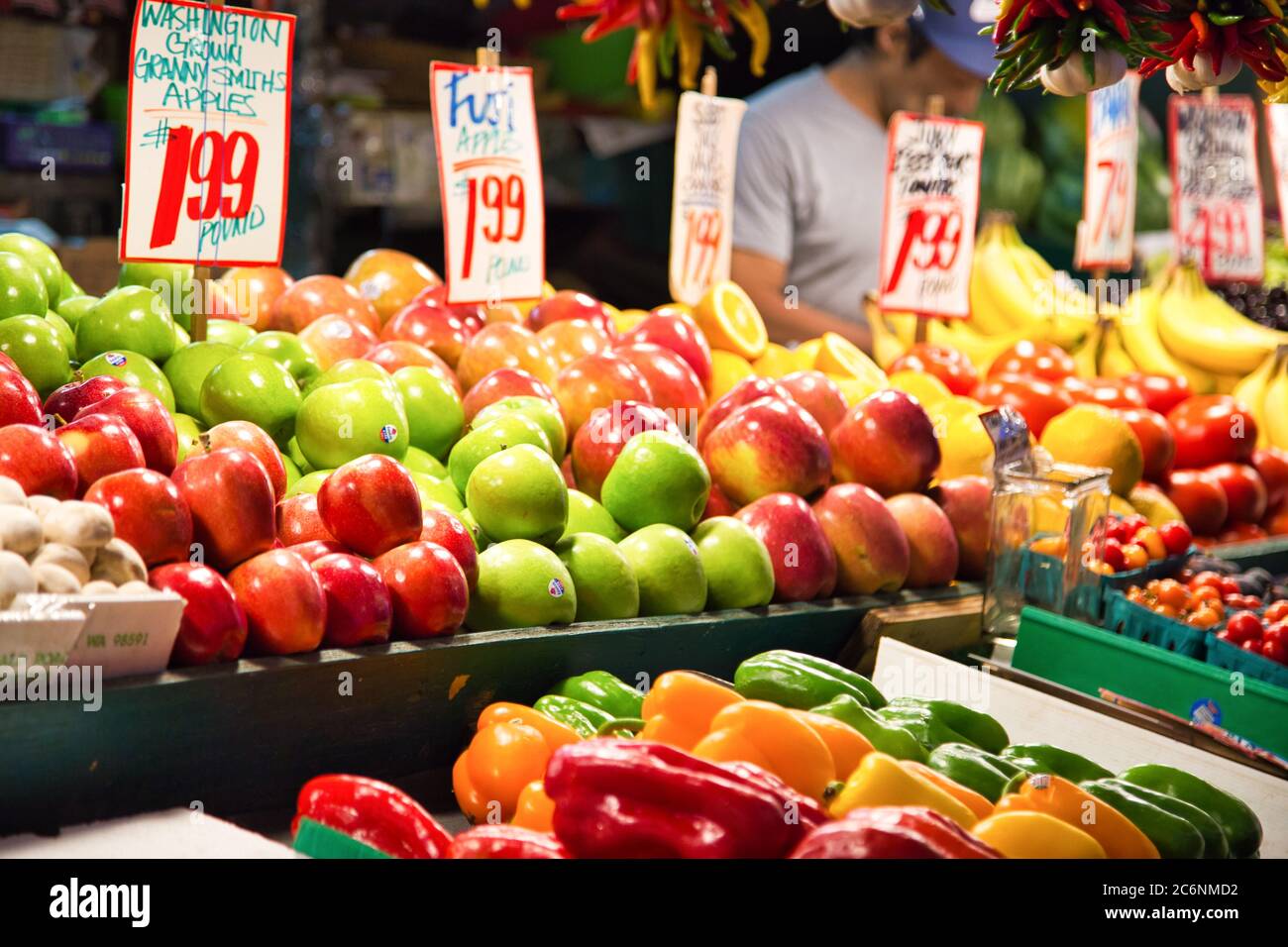Piatti freschi al Seattle Pike Place Market, Washington, USA Foto Stock