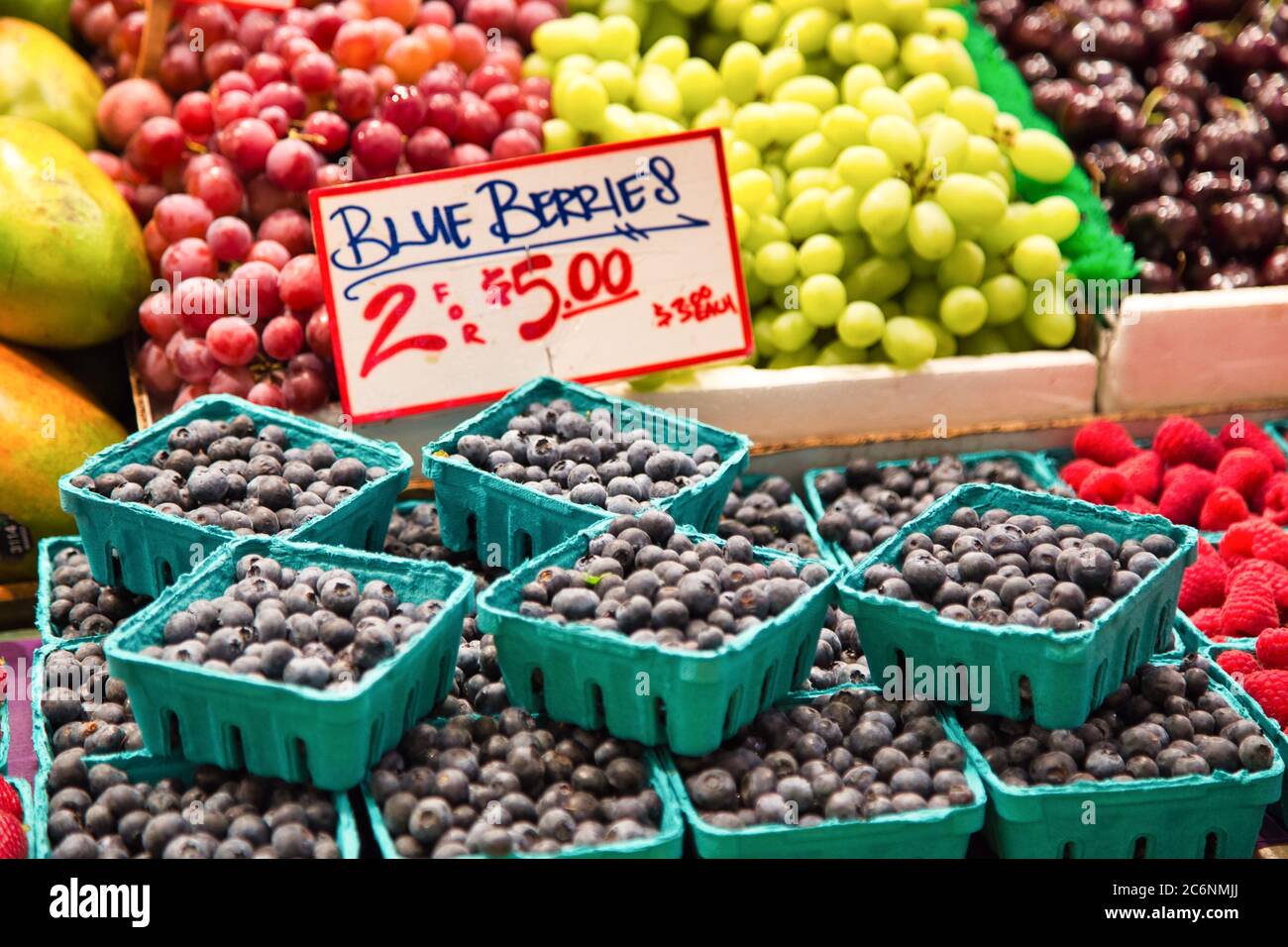 Piatti freschi al Seattle Pike Place Market, Washington, USA Foto Stock