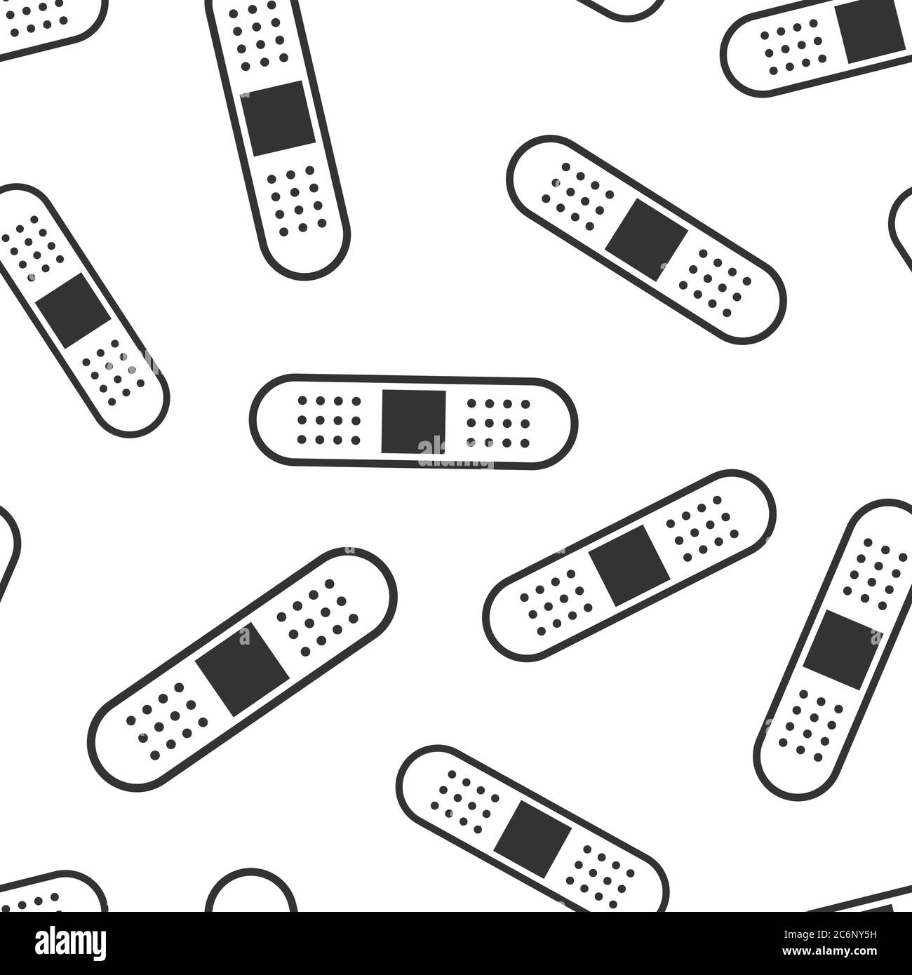 Icona di bendaggio in stile piatto. Illustrazione vettoriale in gesso su sfondo bianco isolato. Kit di pronto soccorso modello senza soluzione di continuità concetto aziendale. Illustrazione Vettoriale