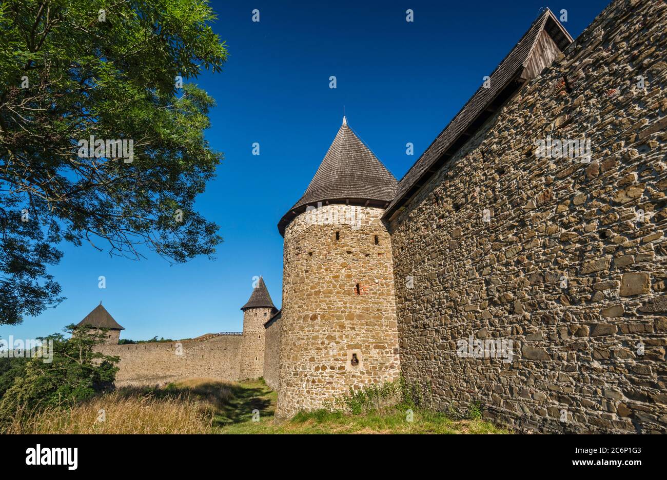 Helfstyn Castello, vicino Lipnik nad Becvou, Moravia, Olomouc Regione, Repubblica Ceca Foto Stock