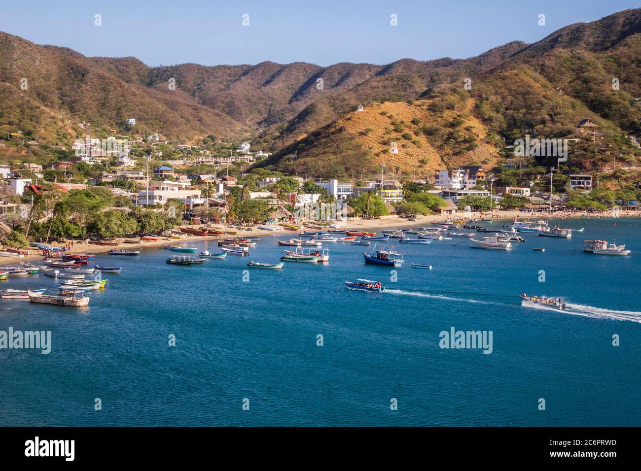 Taganga-Santa-Marta-Colombia, 15. Gennaio, 2020: La costa caraibica di Taganga, Colombia Foto Stock