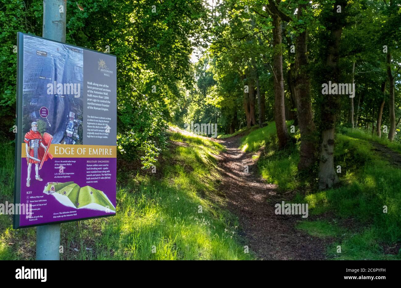 Antonine Wall vicino Watling Lodge, Tampfourhill Road, Falkirk, Scozia. Foto Stock