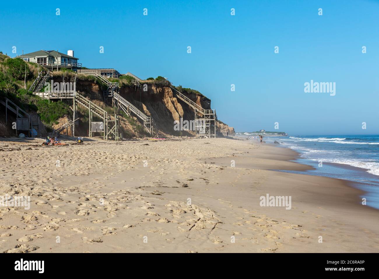 Immagine paesaggistica della spiaggia di Montauk, NY guardando ad est le scogliere Foto Stock